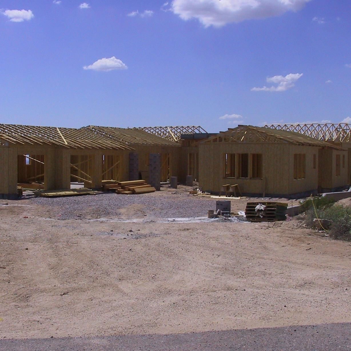 A house that is being built in the desert