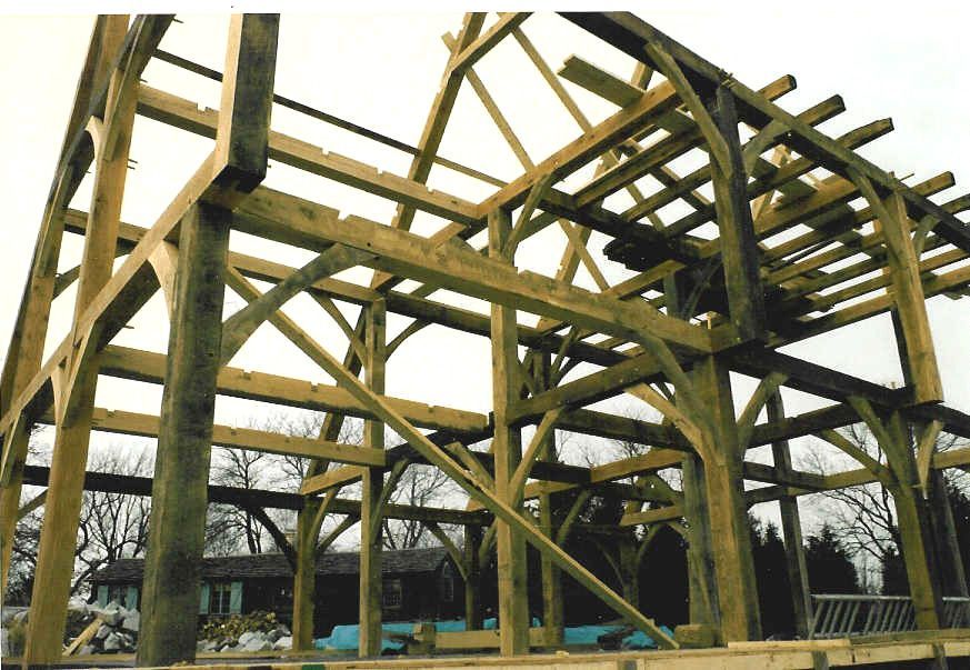 A picture of a wooden structure under construction