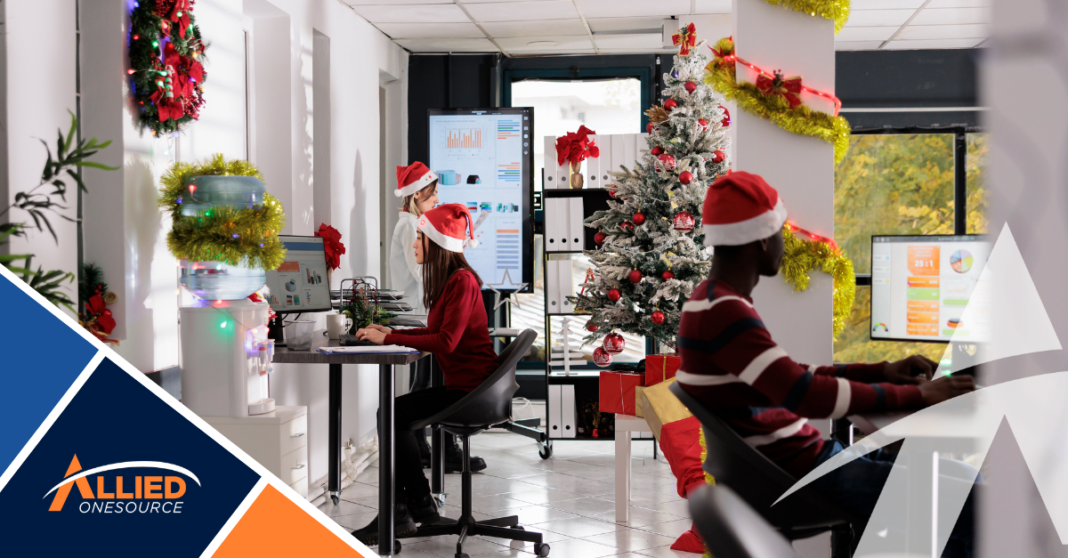 Office team implementing quick hire strategies while maintaining year-end productivity during holida