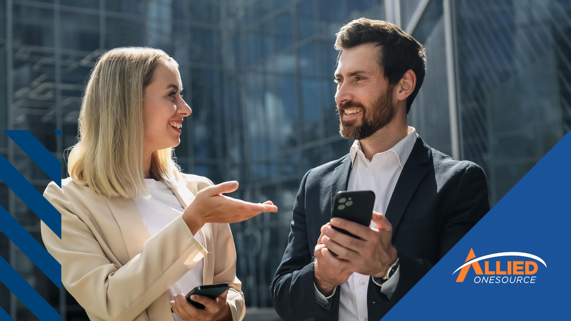 A man and a woman engage in career conversations in job interviews. 