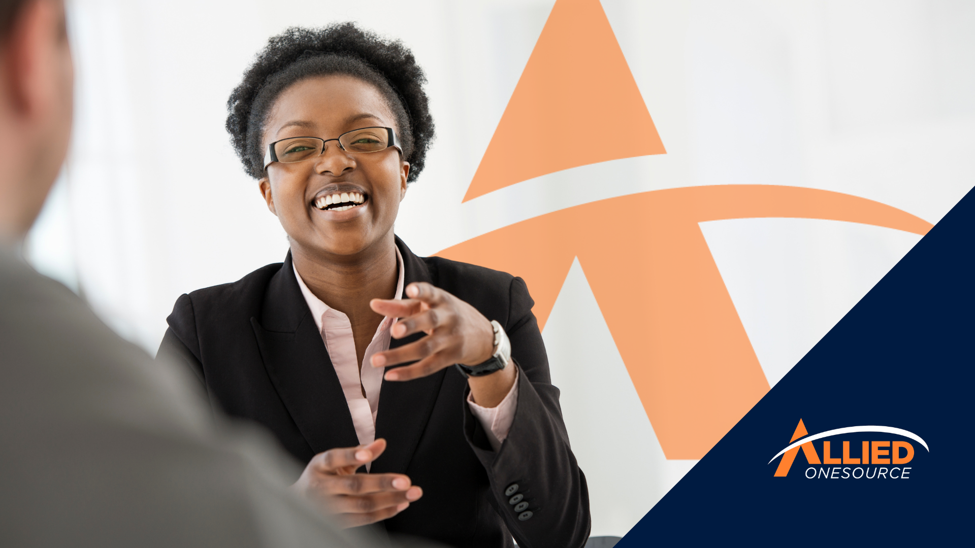 Business professional explaining flexible staffing models to improve team productivity