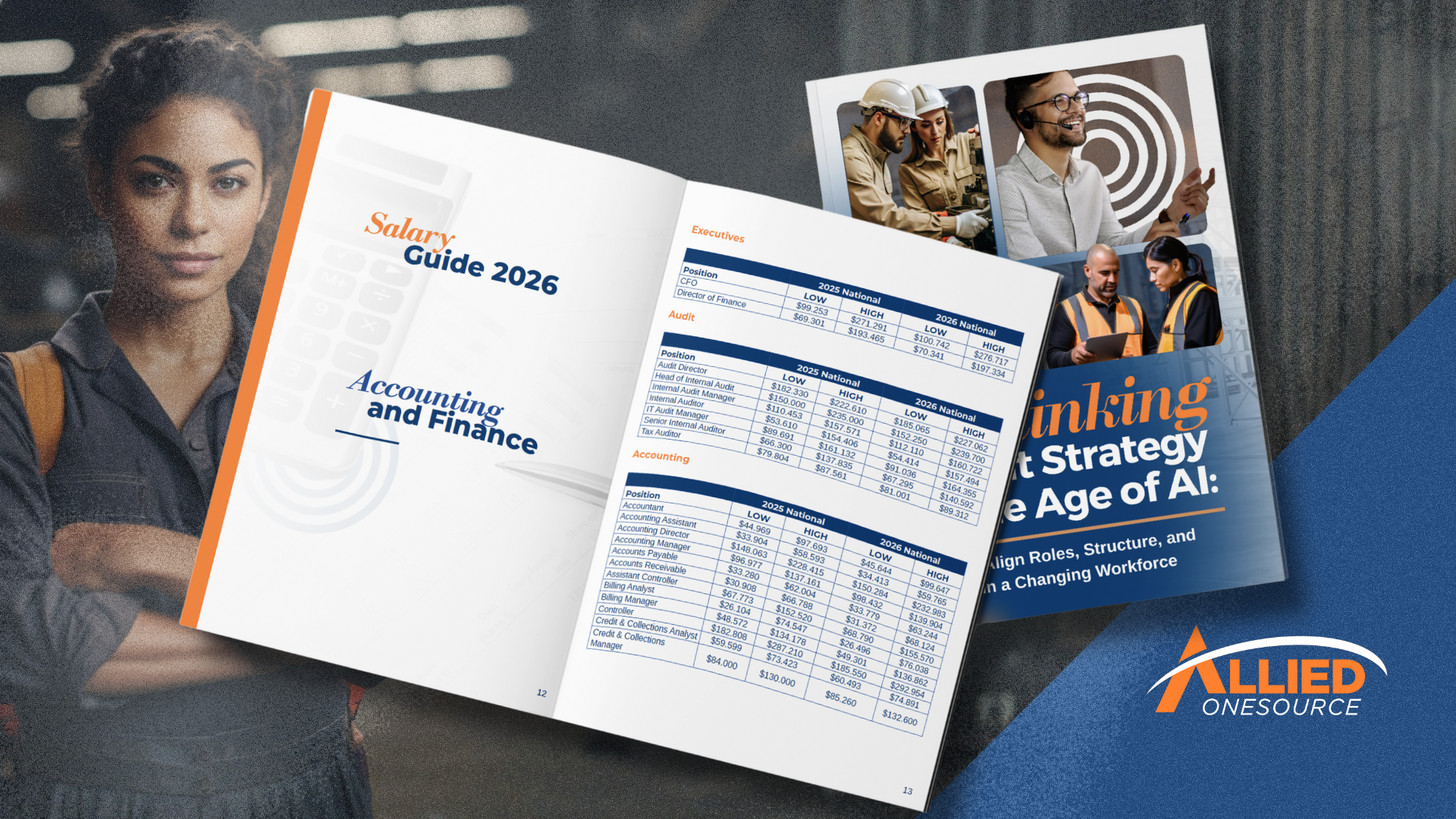Professional reviewing Salary Guide 2026 showing manufacturing salaries 2026 trends for AI-skilled