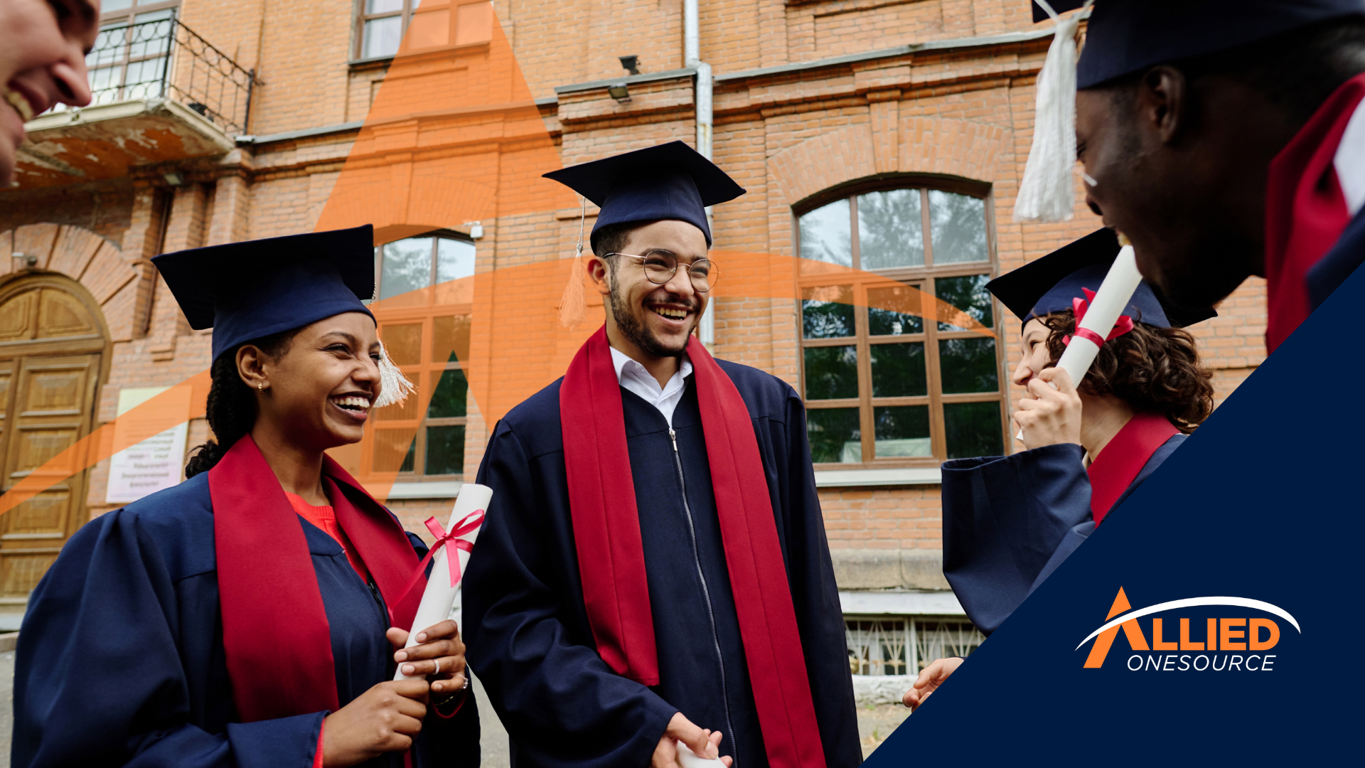 Graduates standing together, representing the excitement of internship opportunities and job search 
