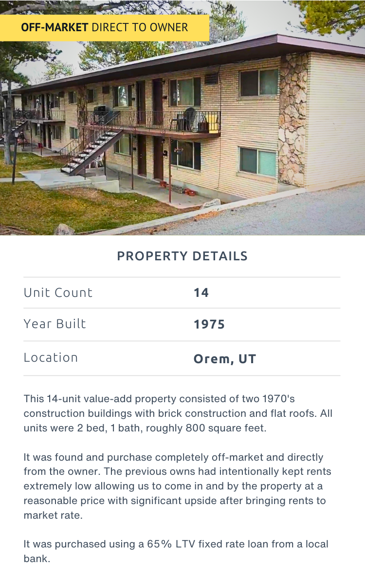 Orem utah 14 unit multi family apartment building