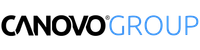 The canovo group logo is black and blue on a white background.