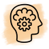 a drawing of a head with a gear in it .
