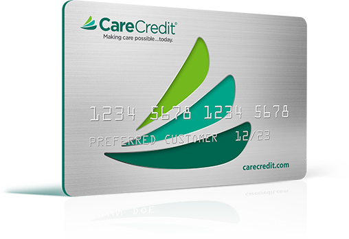 A silver and green carecredit credit card