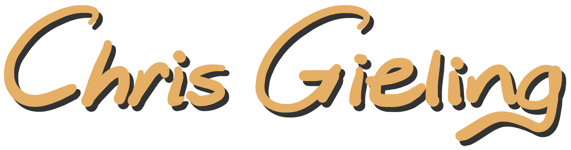 Een handgeschreven logo voor Chris Grieling op een witte achtergrond