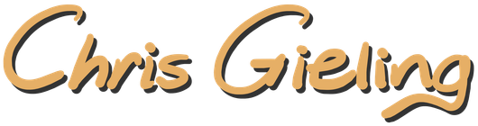 Een handgeschreven logo voor Chris Grieling op een witte achtergrond