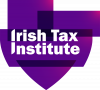 Logo of the Irish Tax Institute in white text on a purple and dark pink geometric design.