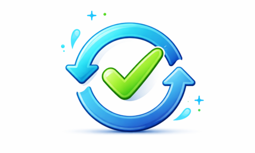 Water issue follow-up and resolution icon with checkmark and circular arrows