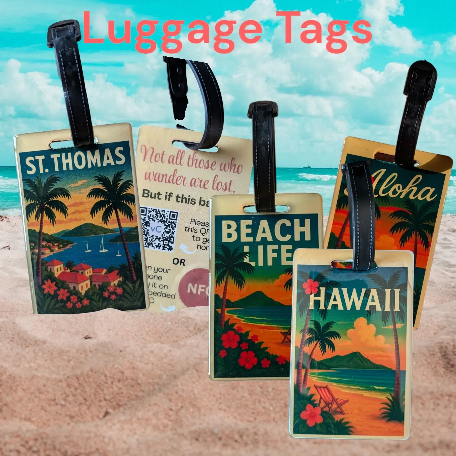 NFC luggage tag that opens a secure contact page for lost and found