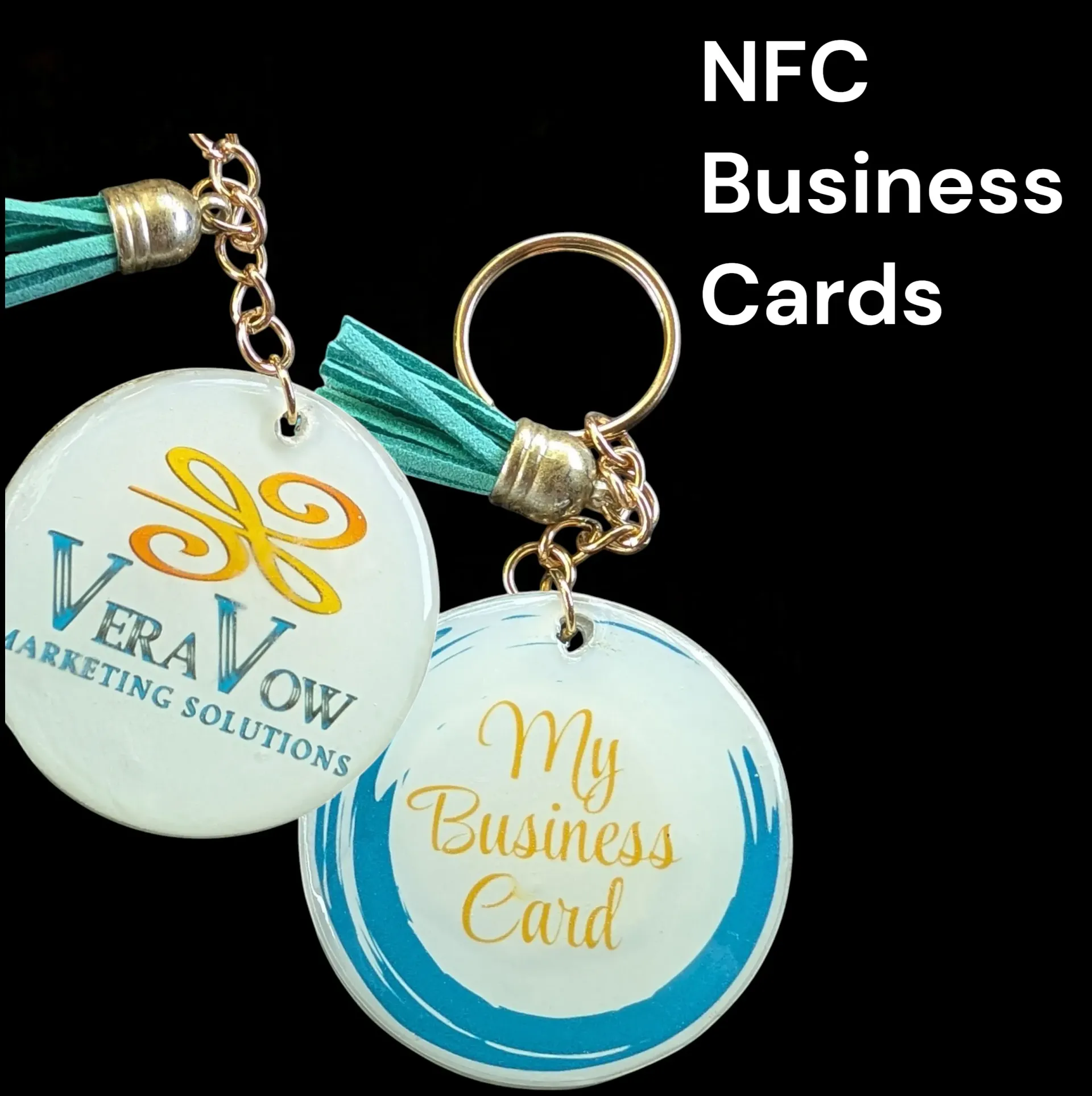 NFC business card keychain personalized with company logo