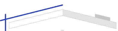 Un dessin d'un toit avec une ligne bleue et une ligne blanche.