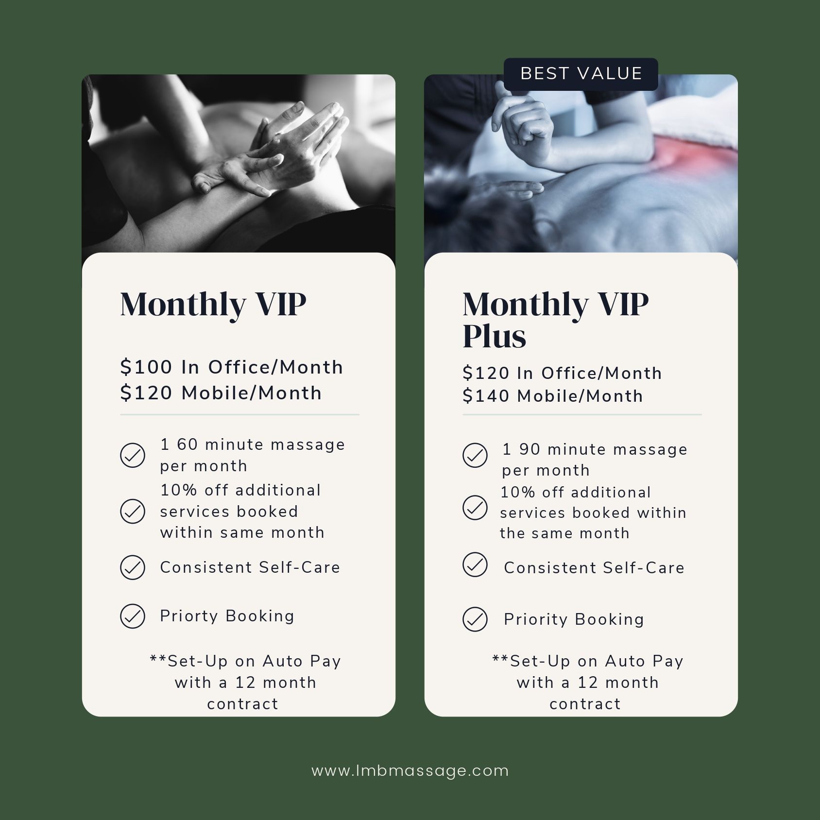 A monthly vip and a monthly vip plus brochure