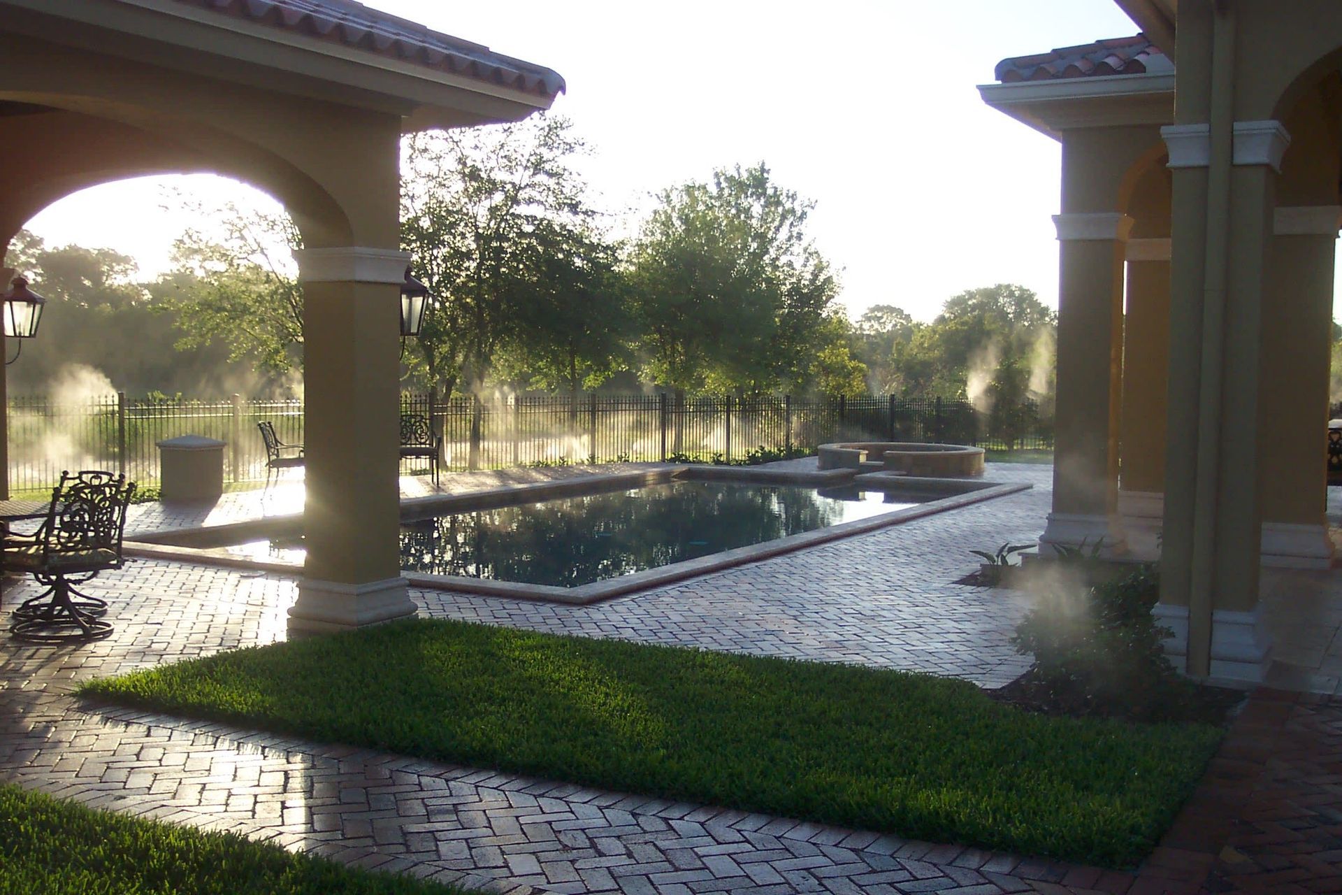 Outdoor scene with a pool