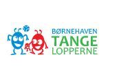 A logo for børnehaven tange lopperne with two blue and red bugs.