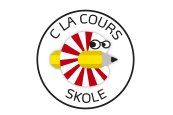 Et logo for en skole med en blyant i midten af ​​en cirkel.