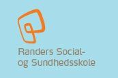The randers social og sundhedsskole logo is on a blue background.