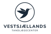 A logo for vestsjaellands tandlægecenter with a hummingbird in a circle.