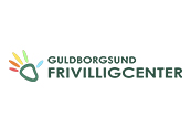 Logoet for guldborgsund frivilligcenter er en hånd med sol på.