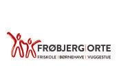 The logo for friskole i børnehave i vuggestue has two people standing next to each other.