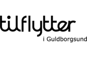 Et sort/hvidt logo for en virksomhed, der hedder tilflyter i guldborgsund.