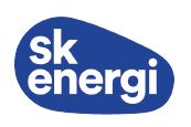 Et blåt og hvidt logo for sk energi på en hvid baggrund.
