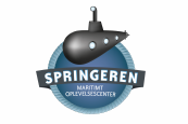 A logo for springeren maritimt oplevelsescenter with a submarine on it