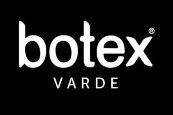 Logoet for botex varde er hvidt på sort baggrund.