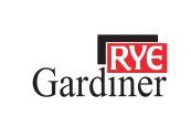 Logoet for rye gardiner er et sort og rødt logo på en hvid baggrund.