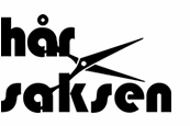 Et sort/hvidt logo til en frisørsalon med en saks.