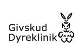 A black and white logo for a company called givskud dyreklinik.