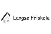 Et sort/hvidt logo til en virksomhed ved navn langsø friskole.