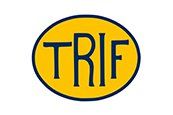 En gul cirkel med ordet trif skrevet indeni.