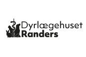 A black and white logo for a company called dyrlægehuset randers.
