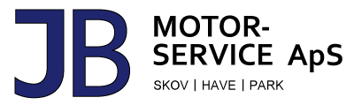 Et blåt og hvidt logo til jb motor service aps