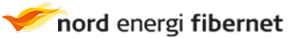 A nord energi fibernet logo with an orange check mark