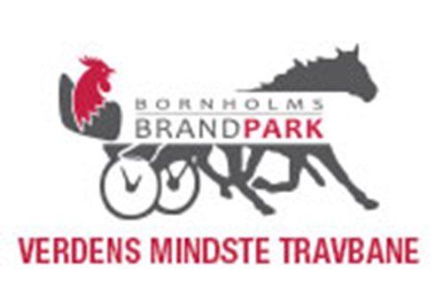 Et logo for bornholms brandpark med en hest og en hane