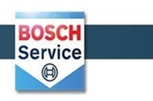 Et bosch service logo på en blå og hvid baggrund