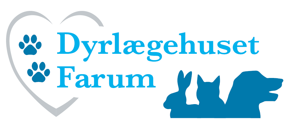 A logo for dyrlægehuset forum with a heart and paw prints