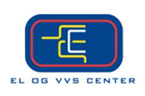 A blue and red logo for el og vvs center