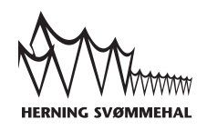 Et sort/hvidt logo for en virksomhed, der hedder herning svommehal.