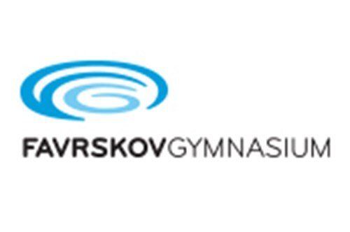 Et logo for favrskovgymnasium med blå hvirvel