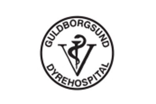 A black and white logo for guldborgsund dyrehospital