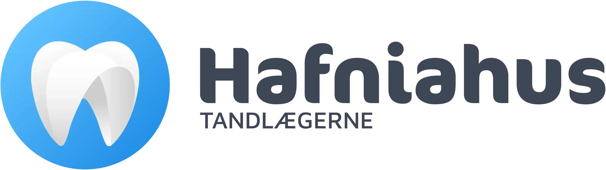 The logo for hafniahus tandlægerne has a tooth in a blue circle.