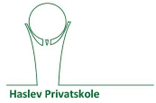 The logo for haslev privatskole shows a person holding a golf ball