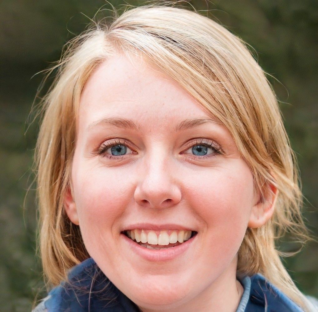 En kvinde, der bærer et tørklæde om halsen, smiler.