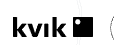 Et sort/hvidt logo til kvik med en firkant i midten.