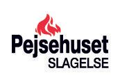 Logoet for pejsehuset slagelse har en rød flamme på.